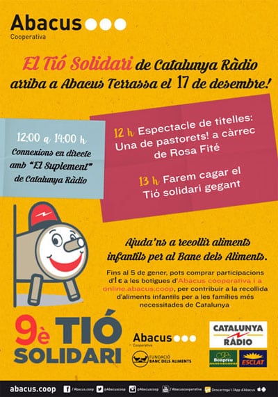 Mañana, el Tió Solidario del Catalunya Radio y el Banco de los alimentos será en Terrassa
