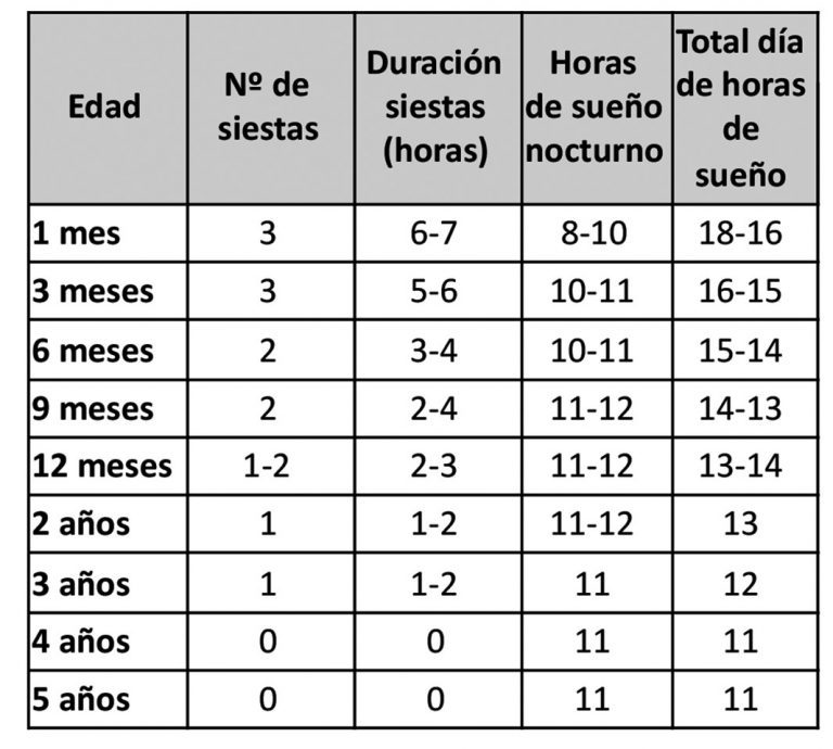 Necesidades de sueño diario